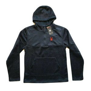 NWT Spyder Hoodie Sweatshirt Pullover Mens Medium M‎ Half-Zip Black Fleece Lined